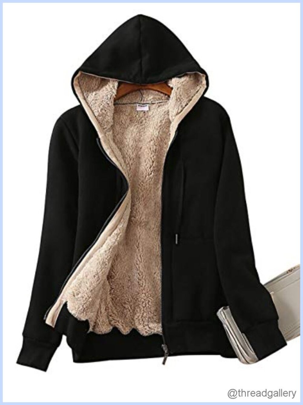 Women’s Full Zip Up Sherpa Lined Hoodie Sweatshirt Coat